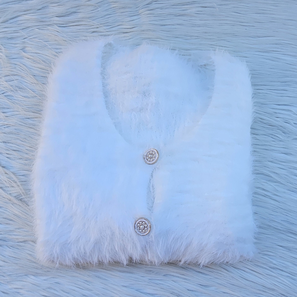Faux Fleece Casual High-End Personalized Button Women's Cardigan
